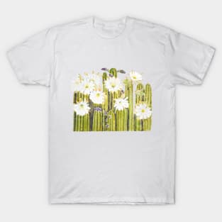 white cactus flowers watercolor T-Shirt